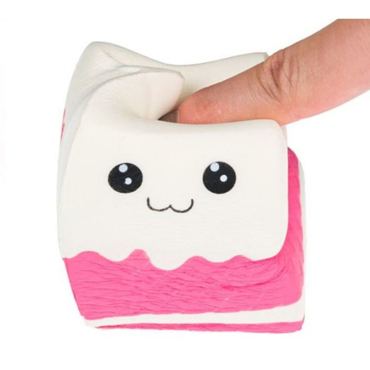 OEM Squishy tejes doboz játék, 5x12,5 cm, fehér / rózsaszín