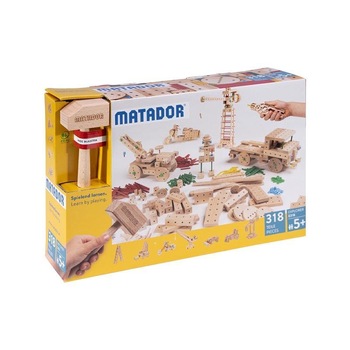 Set cuburi de constructie din lemn Explorer 318 piese, +5 ani, Matador Set cuburi de constructie din lemn Explorer 318 piese, +5 ani, Matador