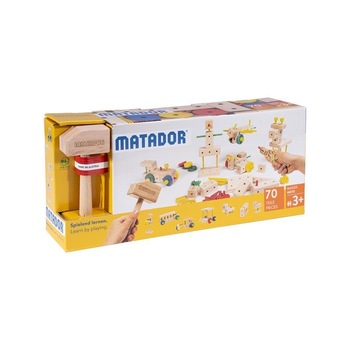 Set cuburi de constructie din lemn Maker 70 piese, +3 ani, Matador Set cuburi de constructie din lemn Maker 70 piese, +3 ani, Matador