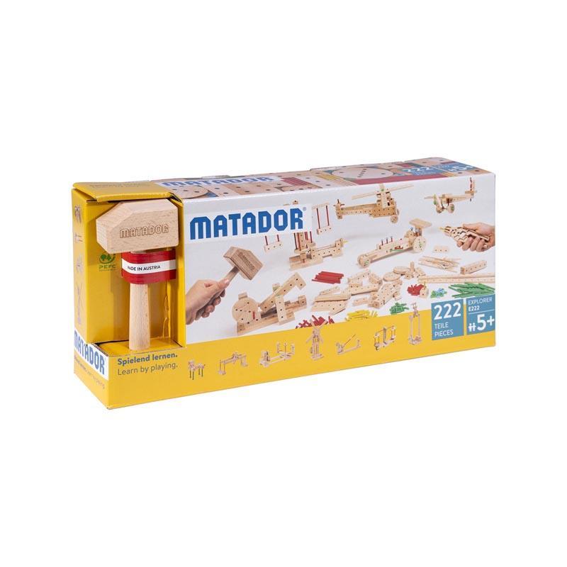 Set cuburi de constructie din lemn Explorer 222 piese, +5 ani, Matador