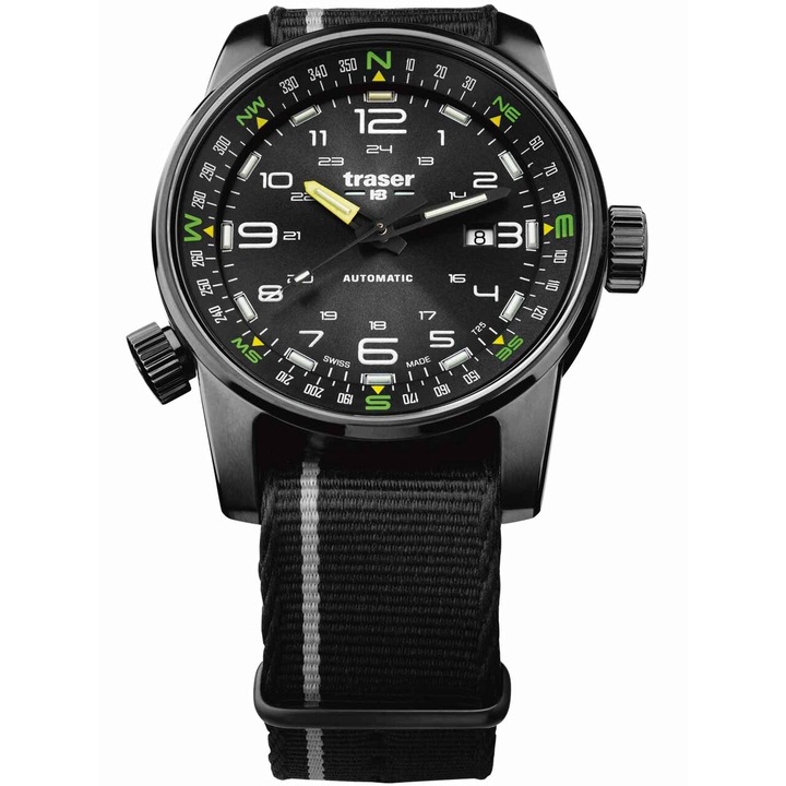 Férfi karóra, Traser H3 107718 P68 Pathfinder Automata 46mm, 10ATM, Fekete