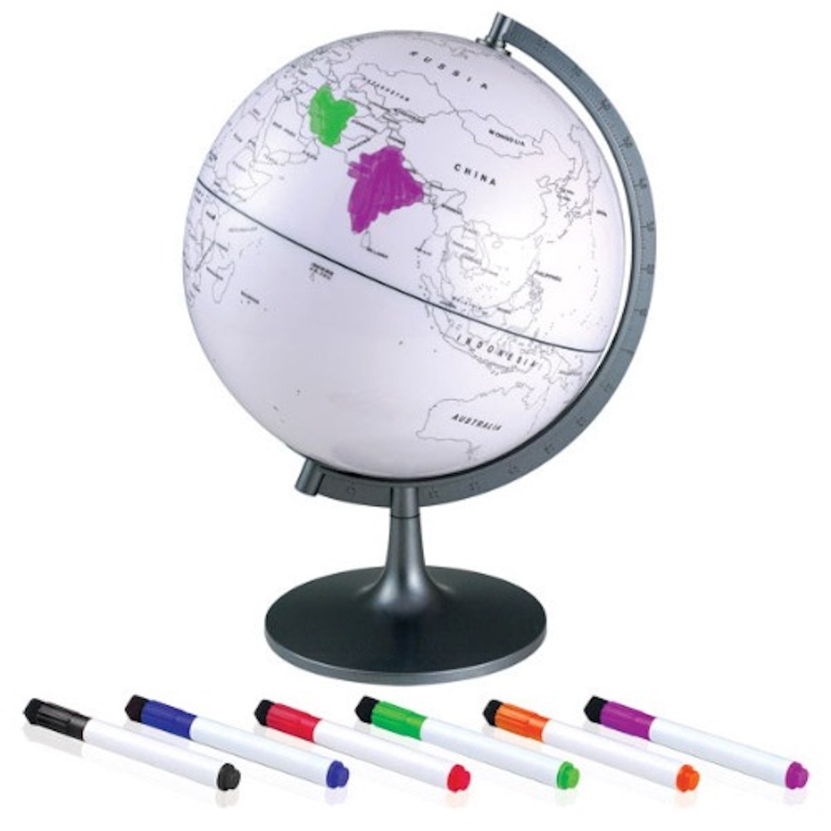 Set Glob cu harta in contur, cu 6 markere lavabile