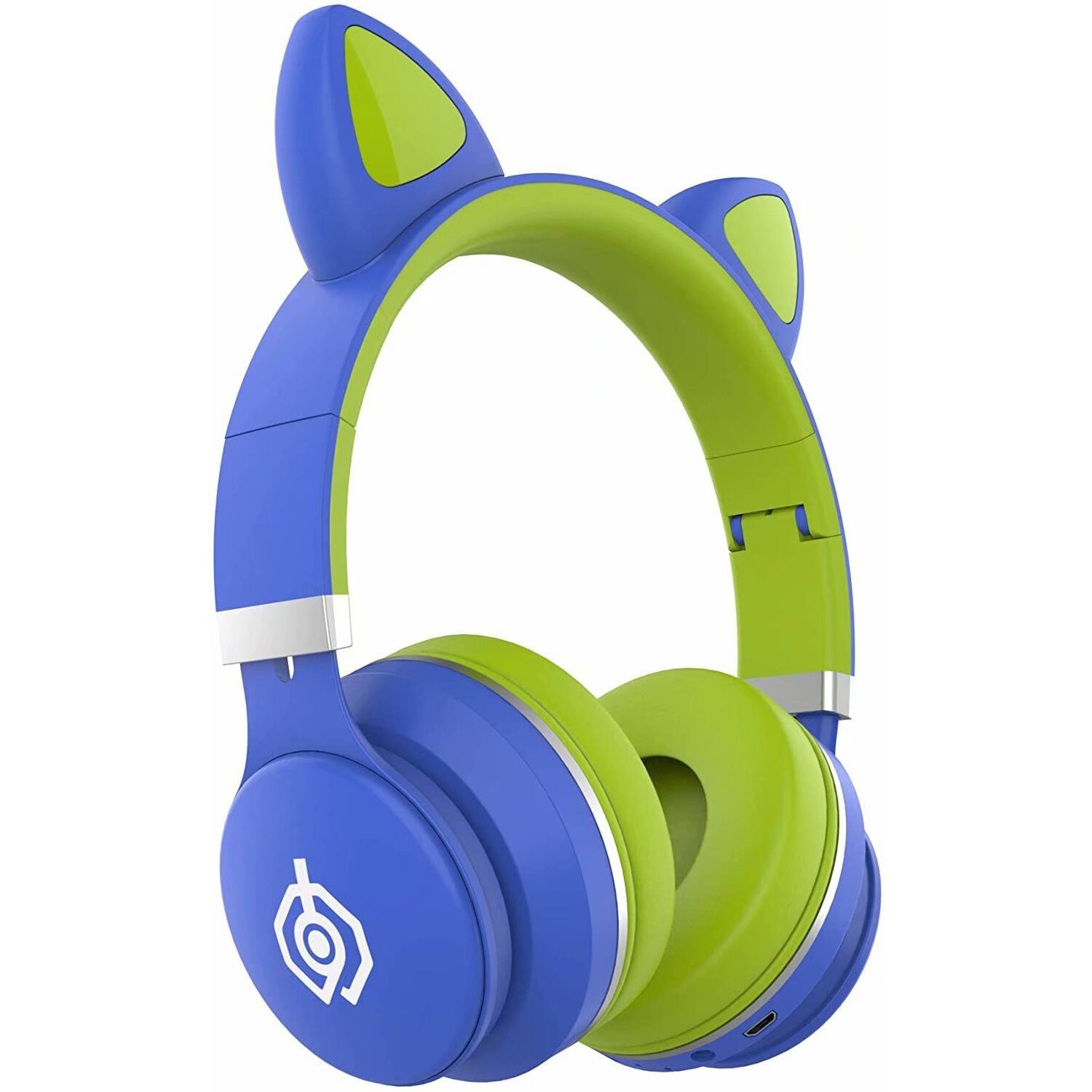 Casti Bluetooth 5.0, Qx, Cat Ear, Stereo, LED, Radio FM/CardTF/AUX, Albastru