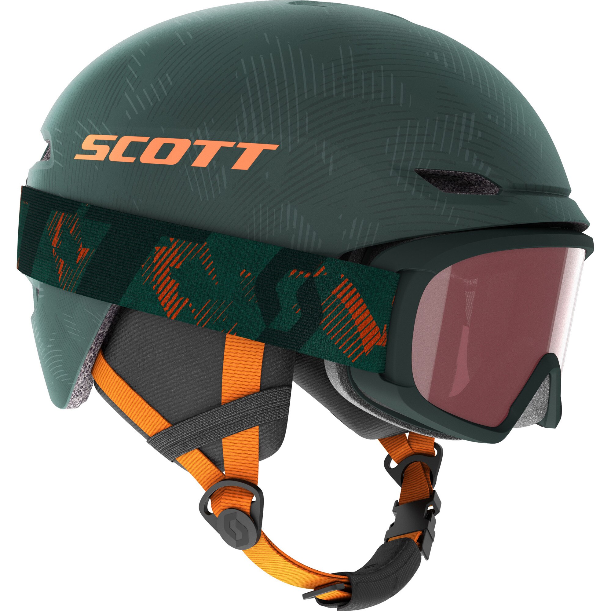 Set ski Scott casca Keeper 2 + ochelari Witty, pentru copii, S(51-54cm), Verde/Portocaliu