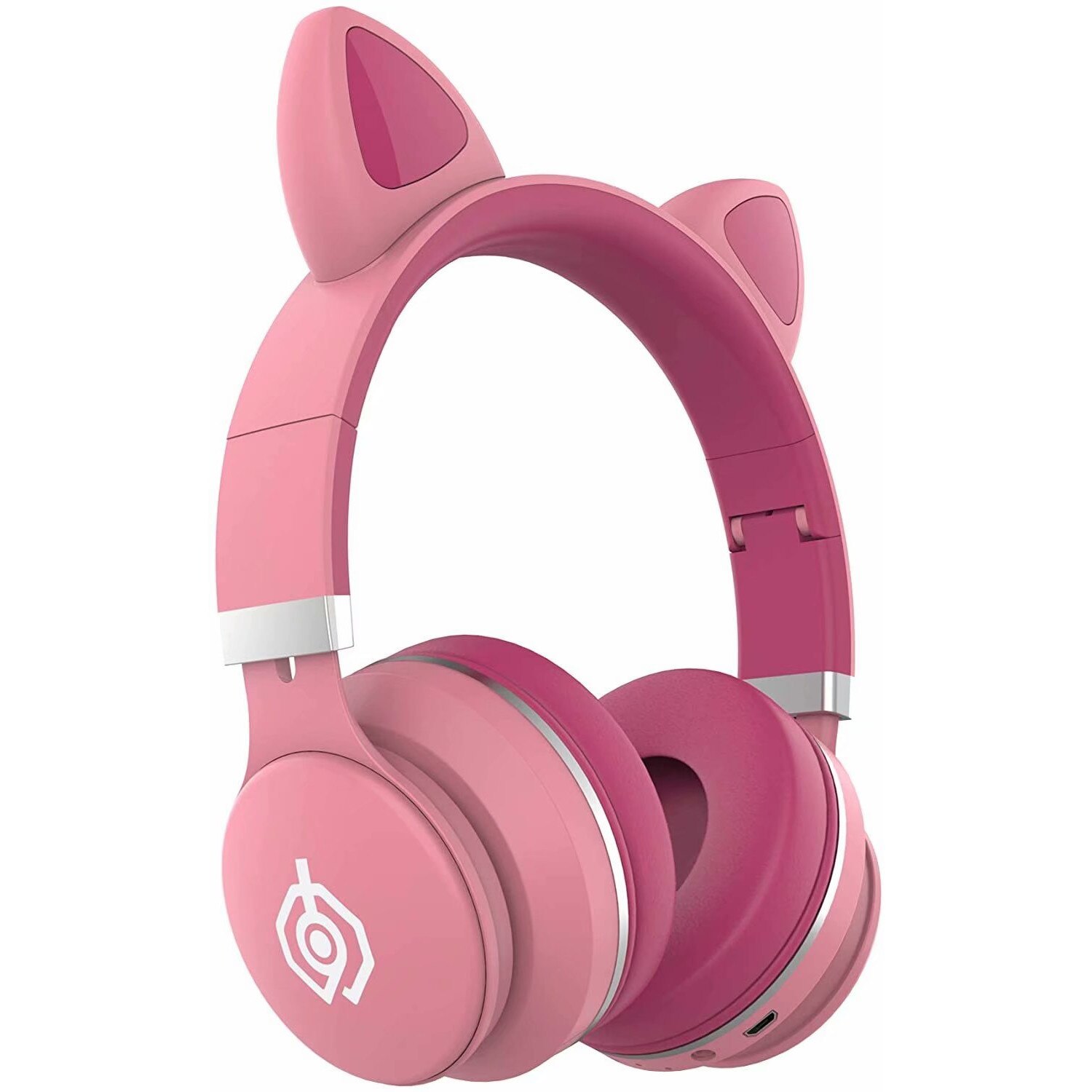 Casti Bluetooth 5.0, Qx, Cat Ear, Stereo, LED, Radio FM/CardTF/AUX, Roz