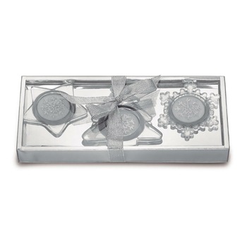 Set 3 suporturi din sticla pentru lumanari decorative Set 3 suporturi din sticla pentru lumanari decorative