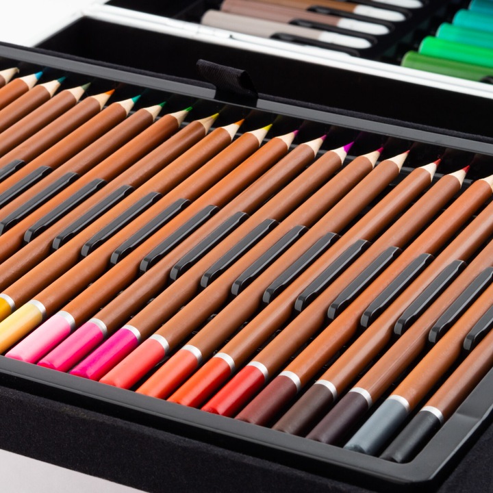 145 darabos rajzkészlet, összehajtható alumínium dobozban, Grey, GC011