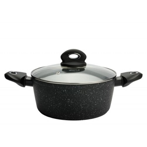 Cratita cu capac Tiross TS1294, 24 cm, Negru