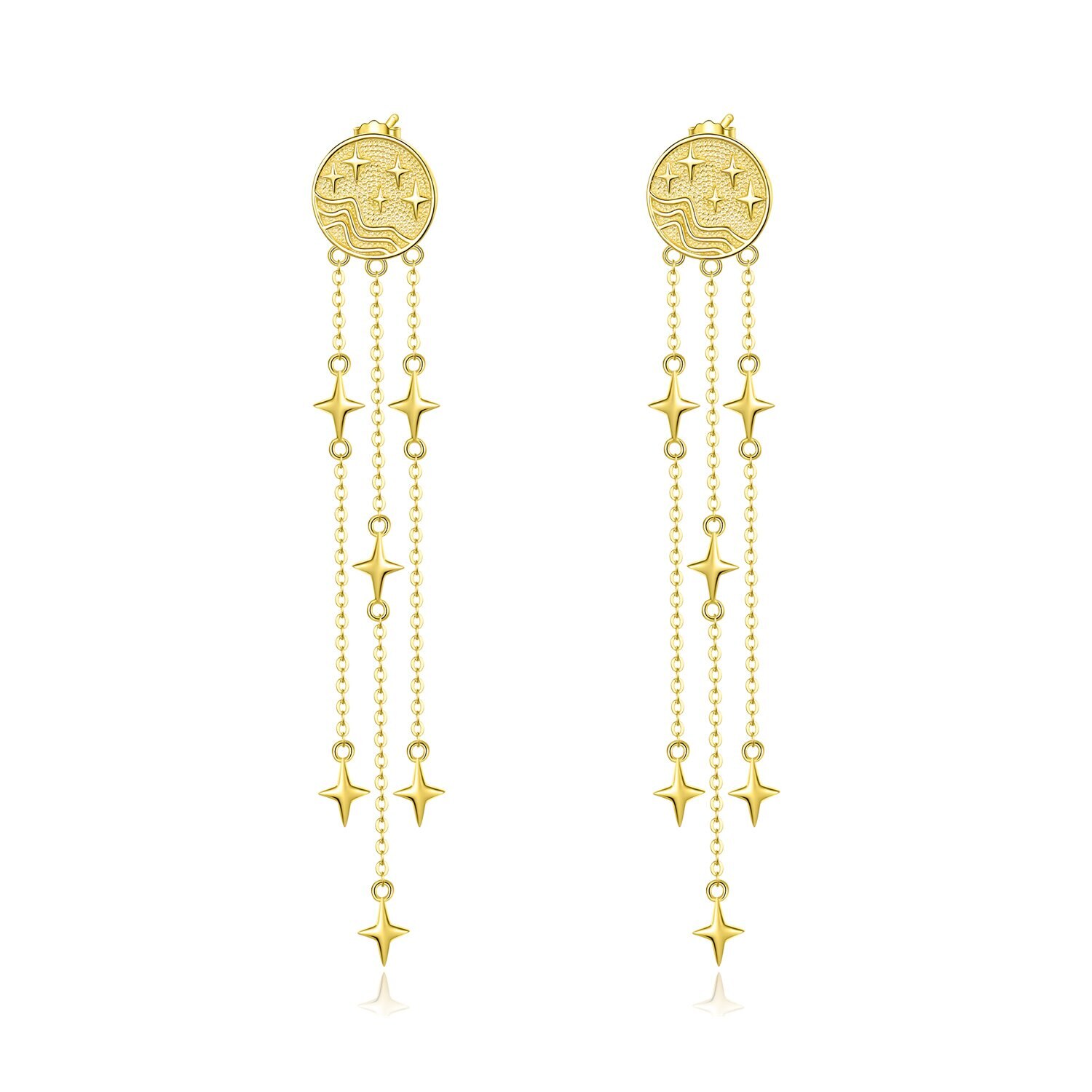 Cercei din argint Golden Tassel Drops