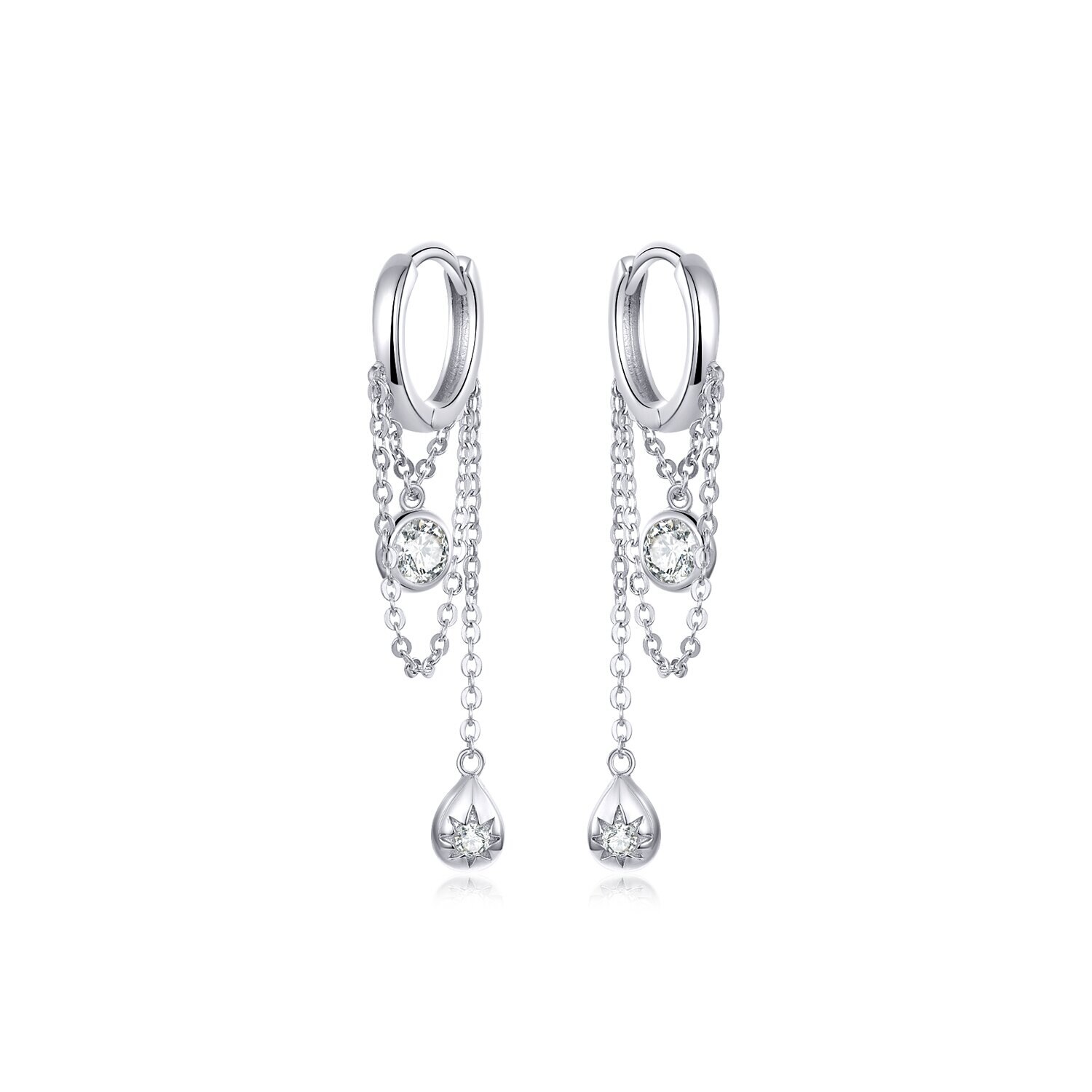 Cercei din argint Gorgeous Chains Hoops