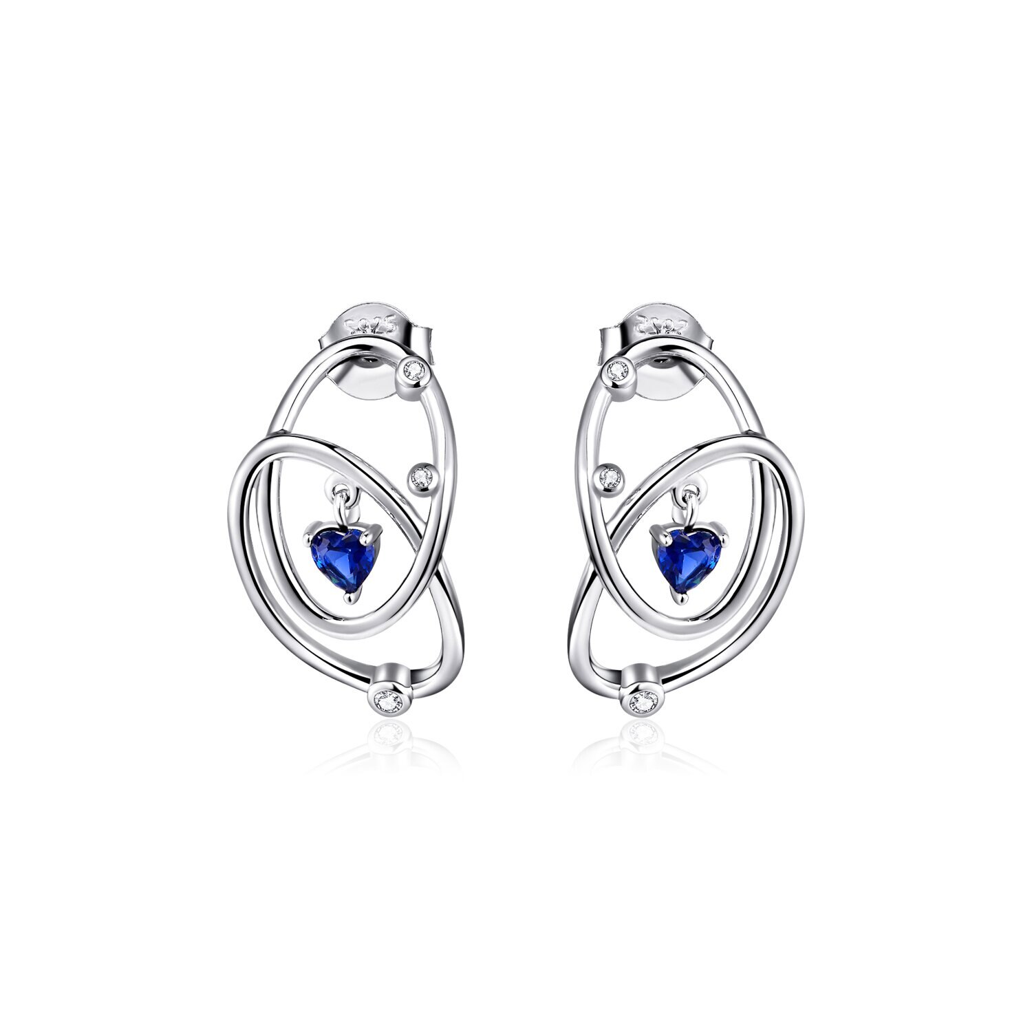 Cercei din argint Blue Heart Circles