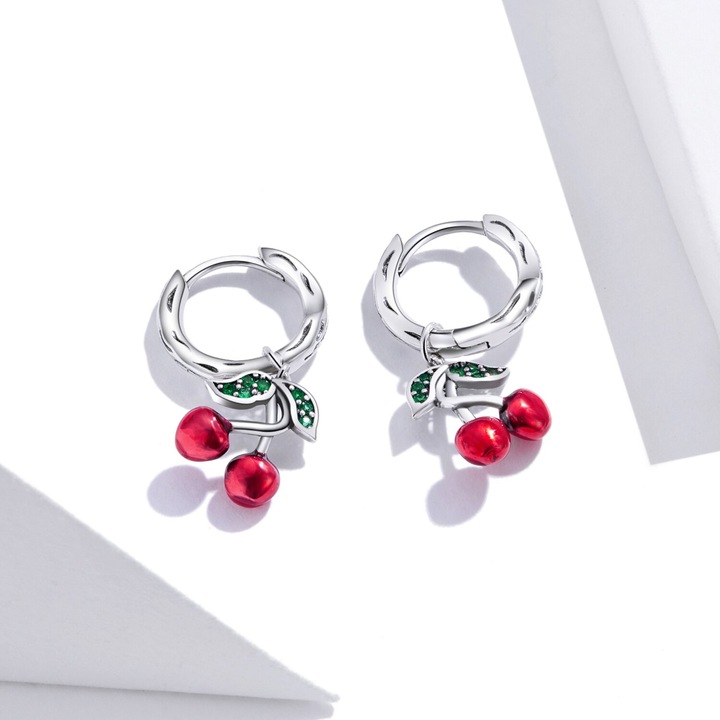 Cercei din argint Cherry Hoops