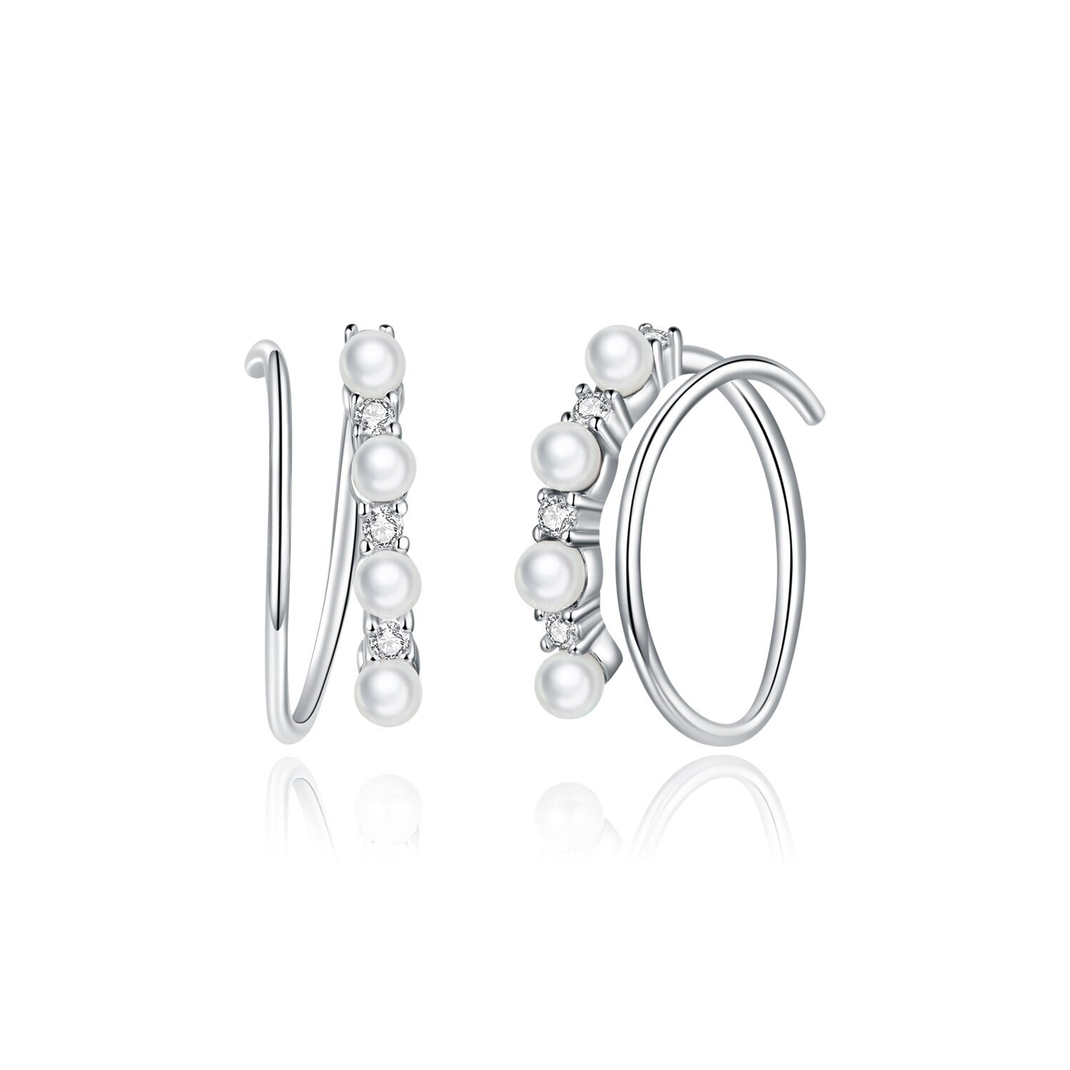 Cercei din argint Crystals & Pearls Swirls