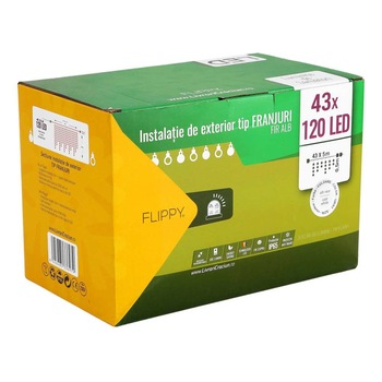 Instalatie de Craciun Premium Flippy® Tip Franjuri, Flash, cu transformator, 215 m, 5160 LED-uri, Interconectabila, Fir Alb, Alb Rece Instalatie de Craciun Premium Flippy® Tip Franjuri, Flash, cu transformator, 215 m, 5160 LED-uri, Interconectabila, Fir Alb, Alb Rece