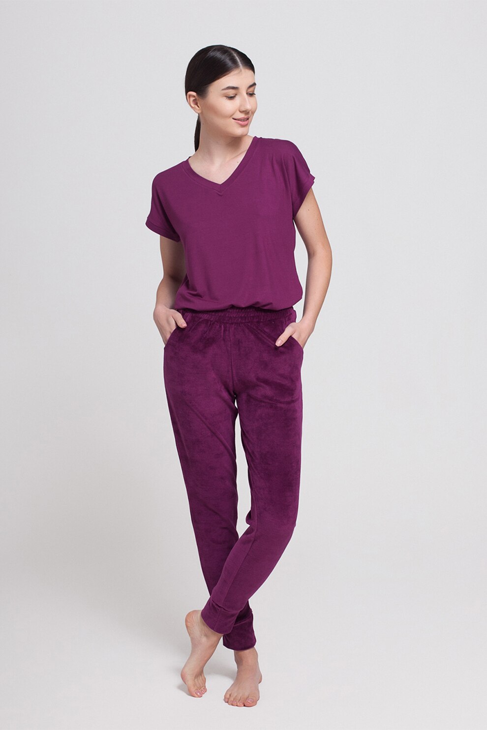 Sofiaman, Pantaloni de pijama de catifea, Violet tyrian