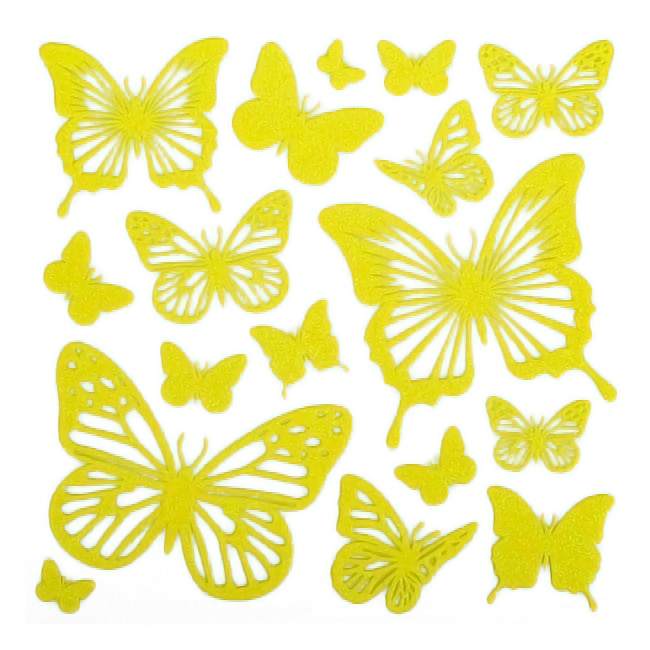 Set fluturasi fosforescenti Bibilel pentru decorarea camerei, 17 piese, BBL1811