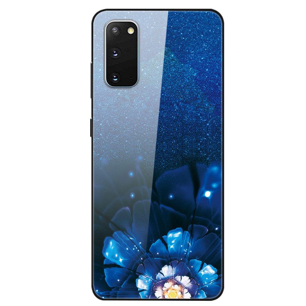 Husa Samsung Galaxy S20 model Glass Blue Flowers, Antisoc, TPU Hybrid, Viceversa Multicolor