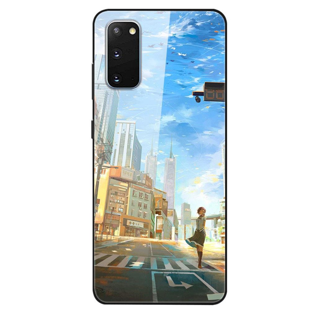 Husa Samsung Galaxy S20 model Glass Anime City, Antisoc, TPU Hybrid, Viceversa Multicolor