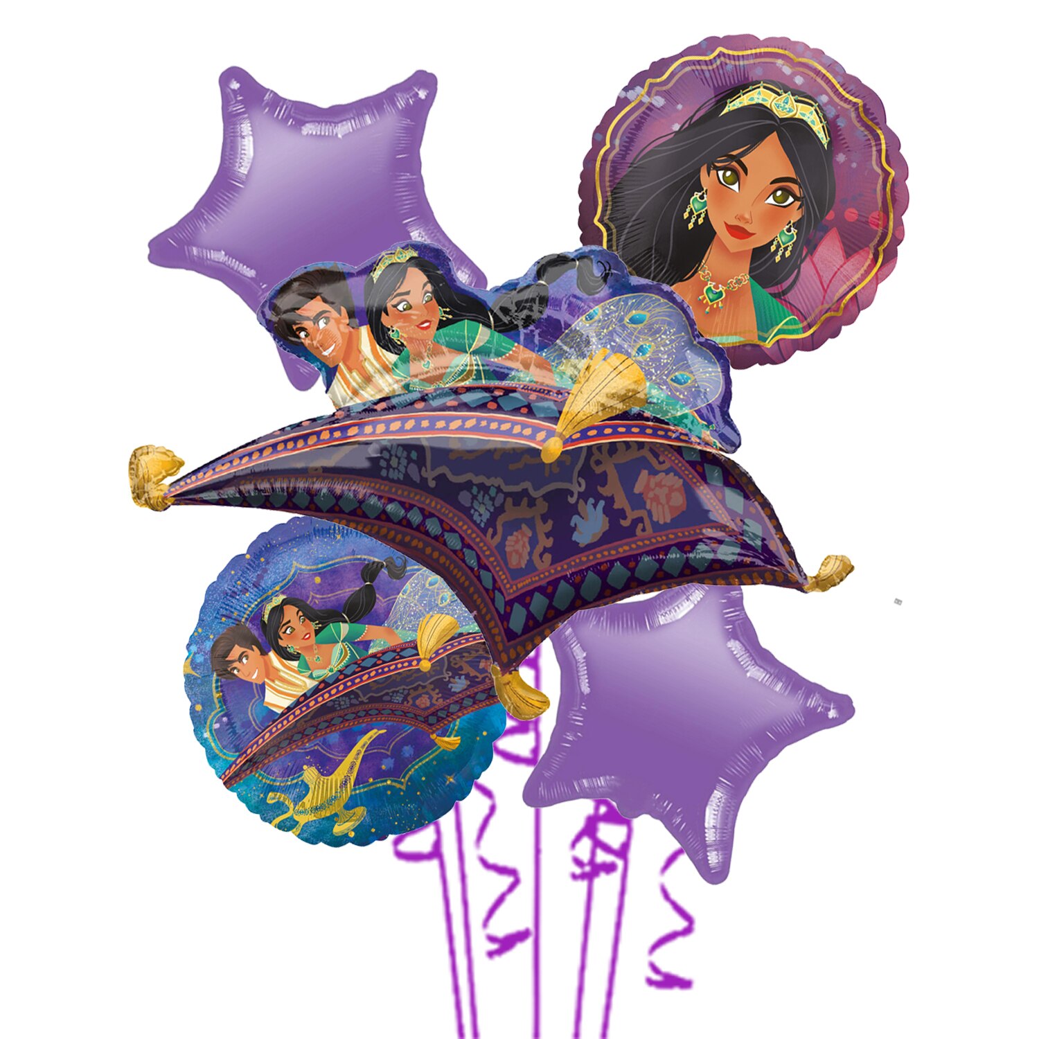 Buchet 5 baloane folie Alladin, 2020200