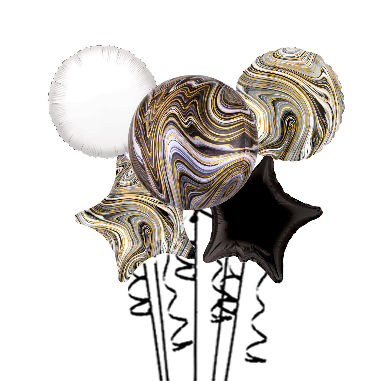 Buchet 5 baloane folie Marmorate, 2020211