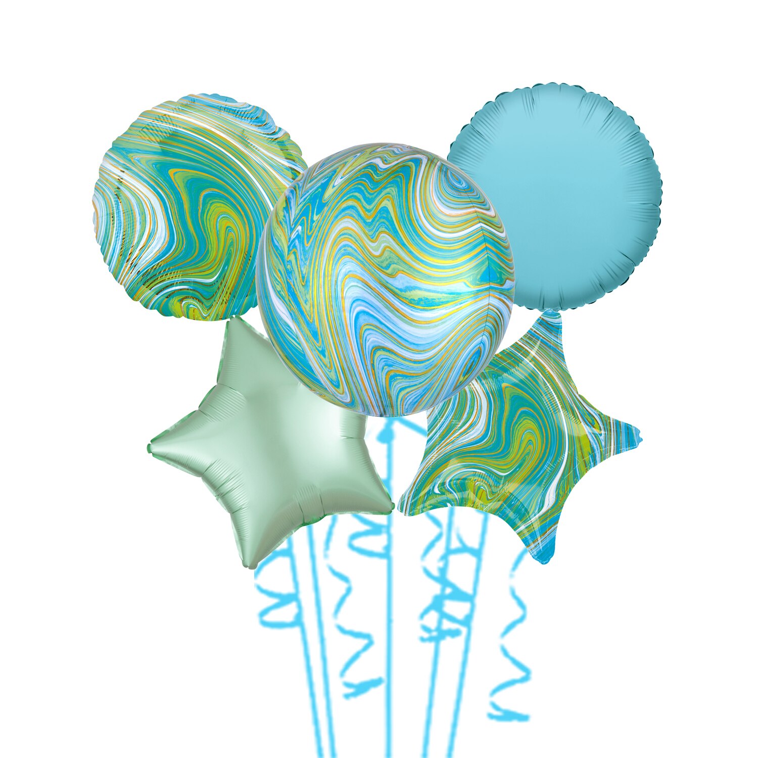 Buchet 5 baloane folie Marmorate, 2020212
