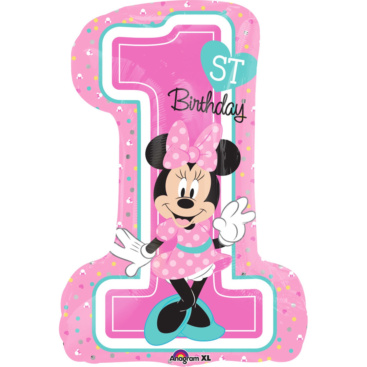 Balon Folie Prima Aniversare Minnie, Roz, 48x71 cm