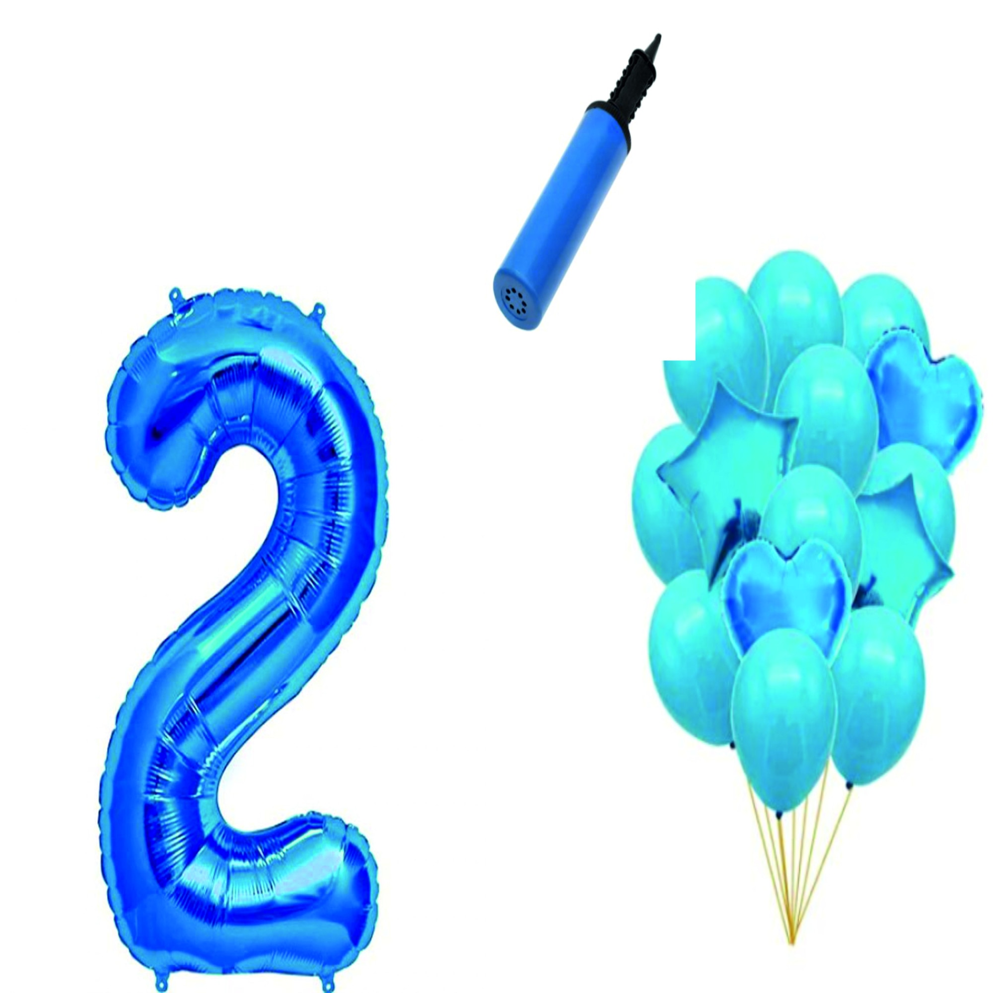 Set 15 baloane aniversare 2 ani , Albastru