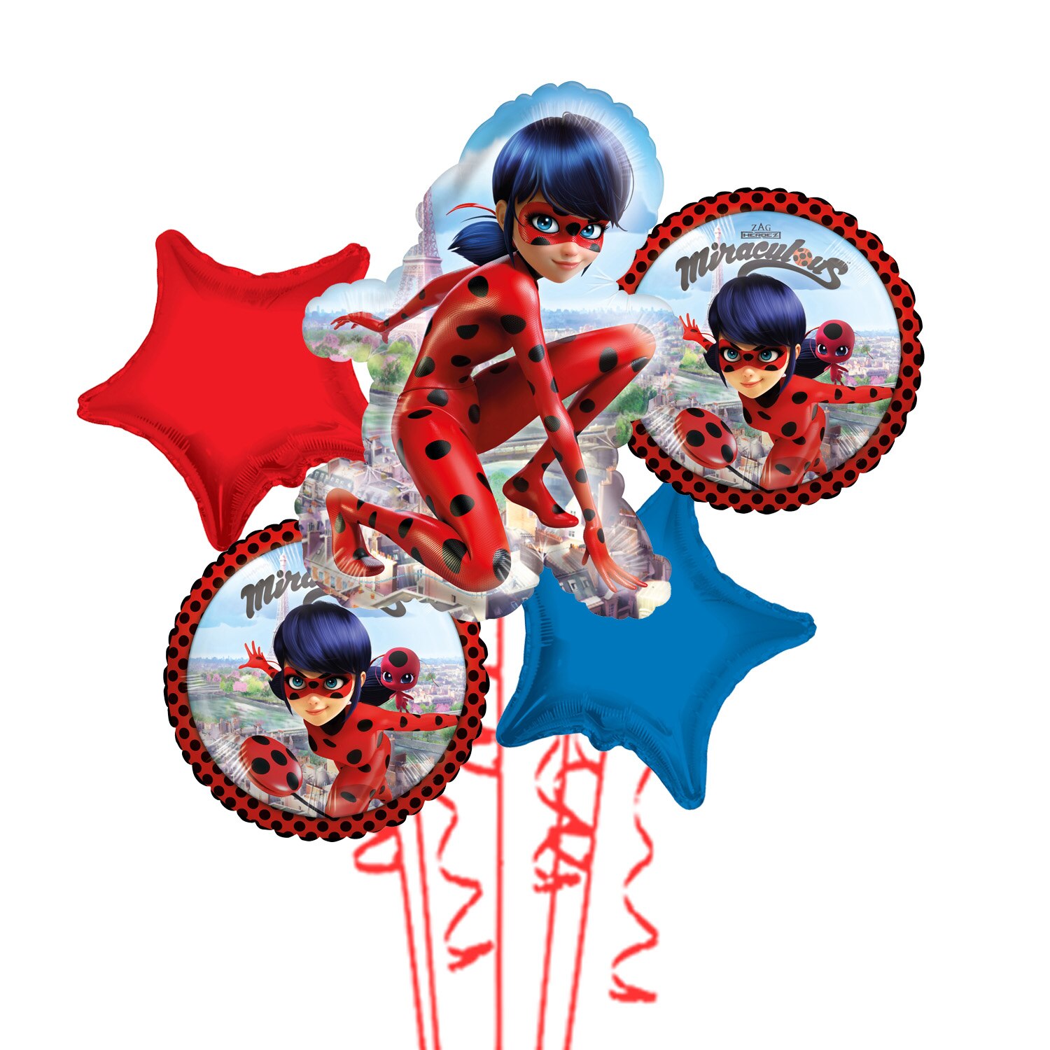 Buchet 5 baloane folie Tematica Miraculous, 2020225