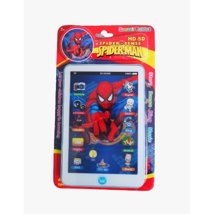Tableta de jucarie, interactiva, Spider Man, 20 x 13,5 cm