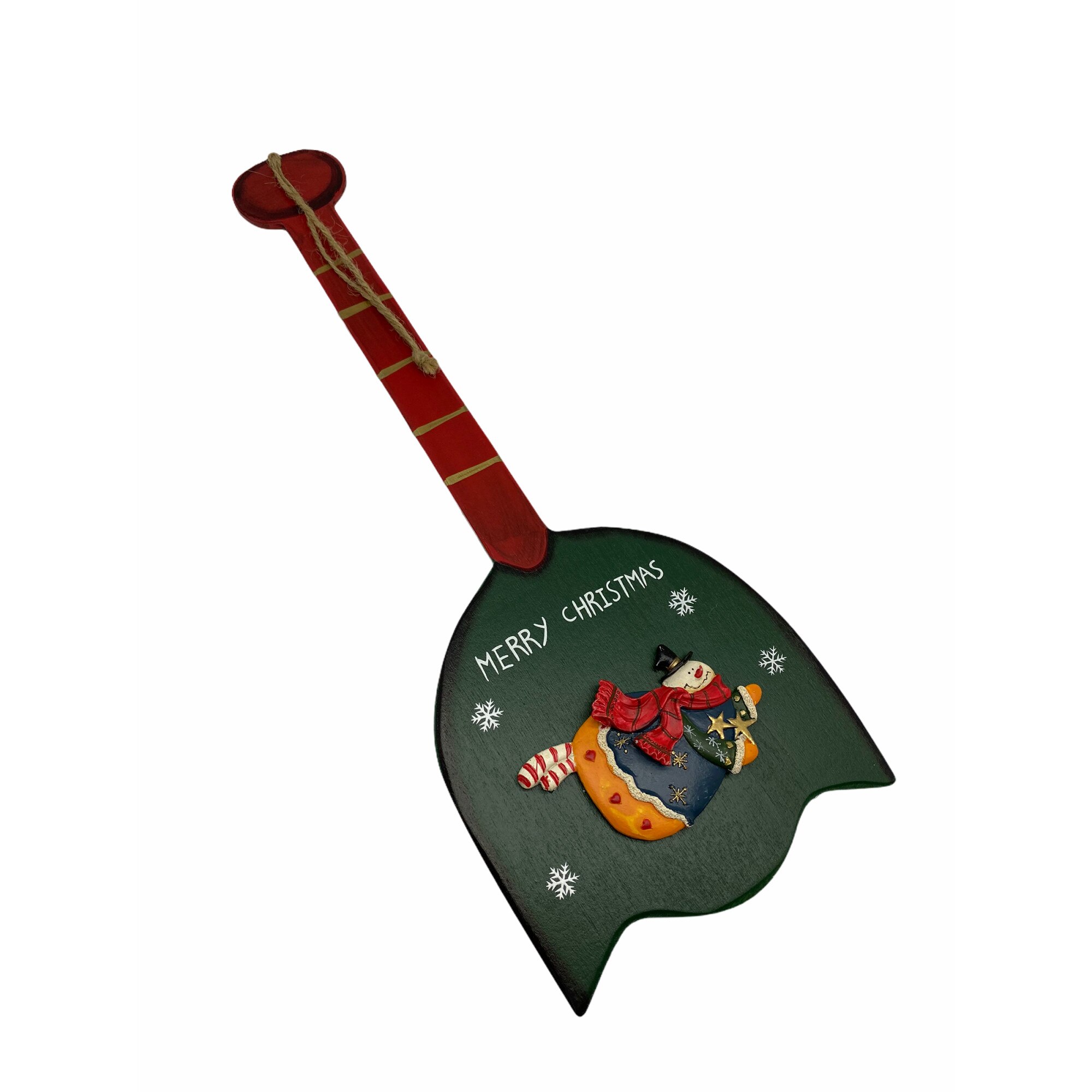 Decoratie Clopotel Craciun, Atelier Home, Om de Zapada, Lemn, Verde, 40 cm