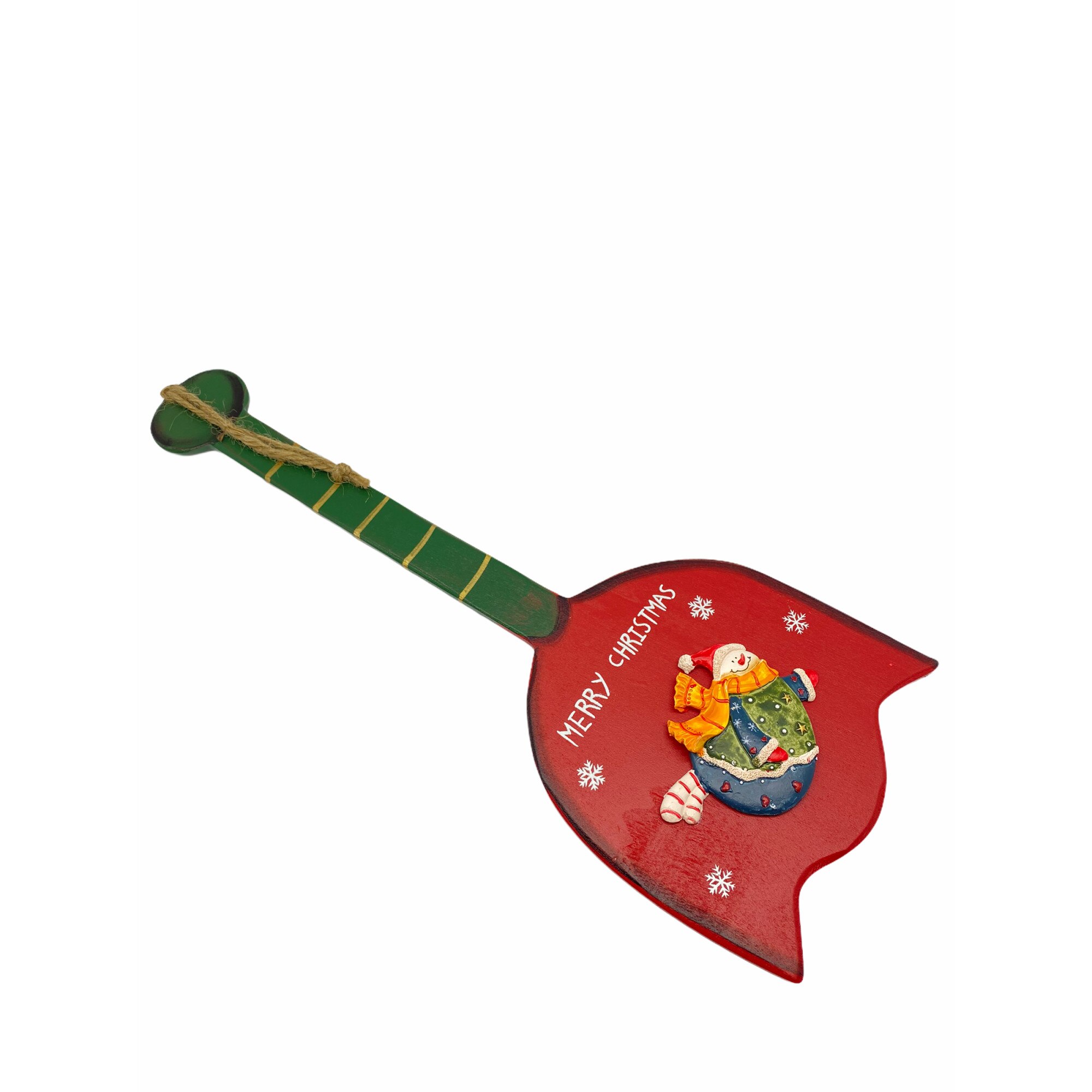 Decoratie Clopotel Craciun, Atelier Home, Om de Zapada, Lemn, Rosu, 40 cm