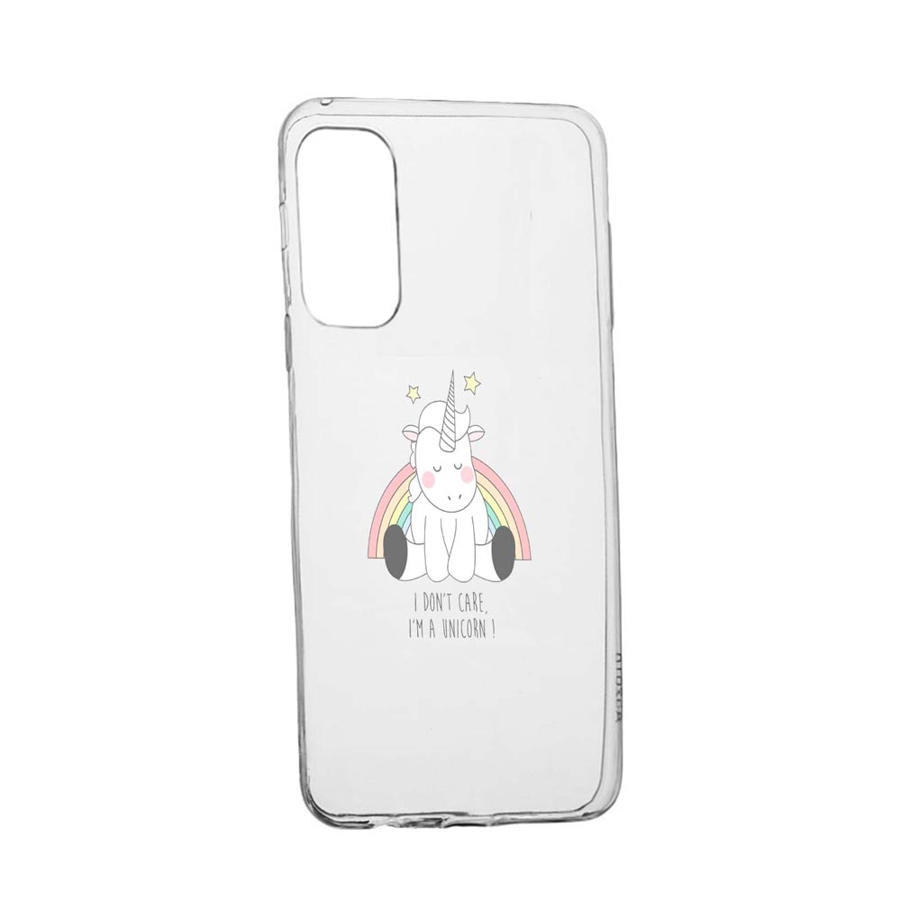 Husa Unicorn - I Don't Care, pentru Huawei P Smart (2021), rezistenta la uzura, anti-alunecare, din silicon Premium, 524