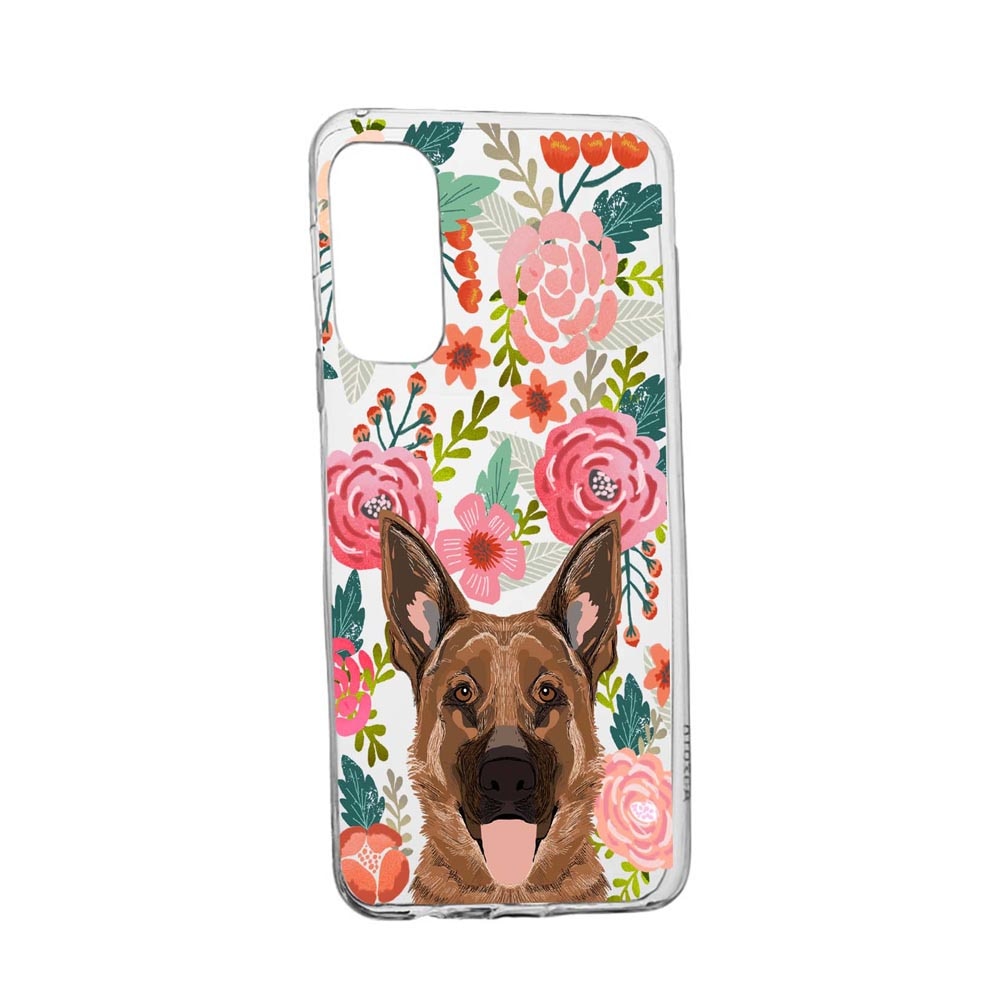 Husa Silicon Dog and Flowers, Compatibila Cu OnePlus 9 Pro, rezistenta la uzura, anti-alunecare, 636