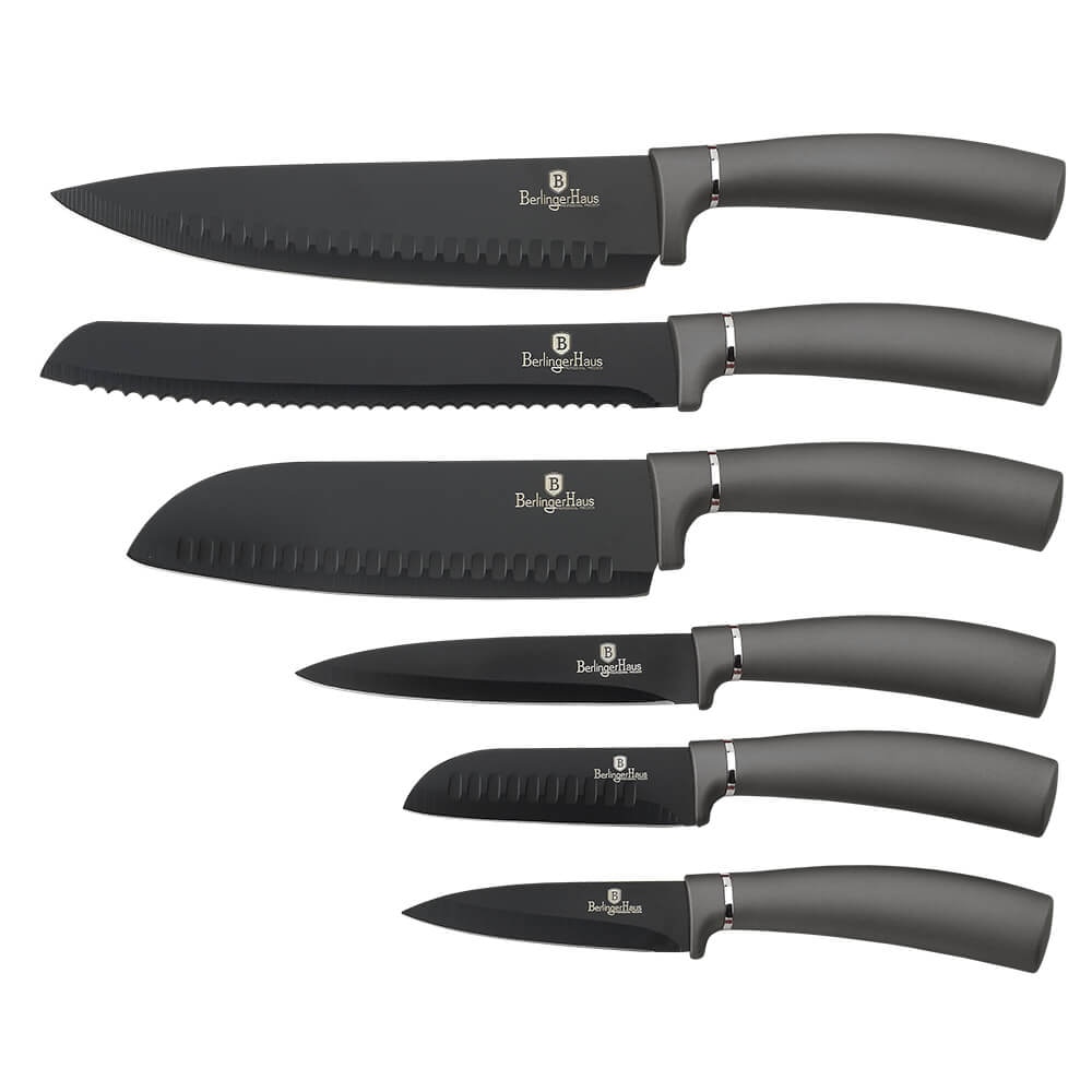 Set cutite otel inoxidabil (6 piese) Black Silver Collection Berlinger Haus BH 2544
