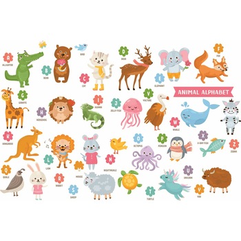 Stickere Alfabetul Animalelor - 60x90 cm Stickere Alfabetul Animalelor - 60x90 cm