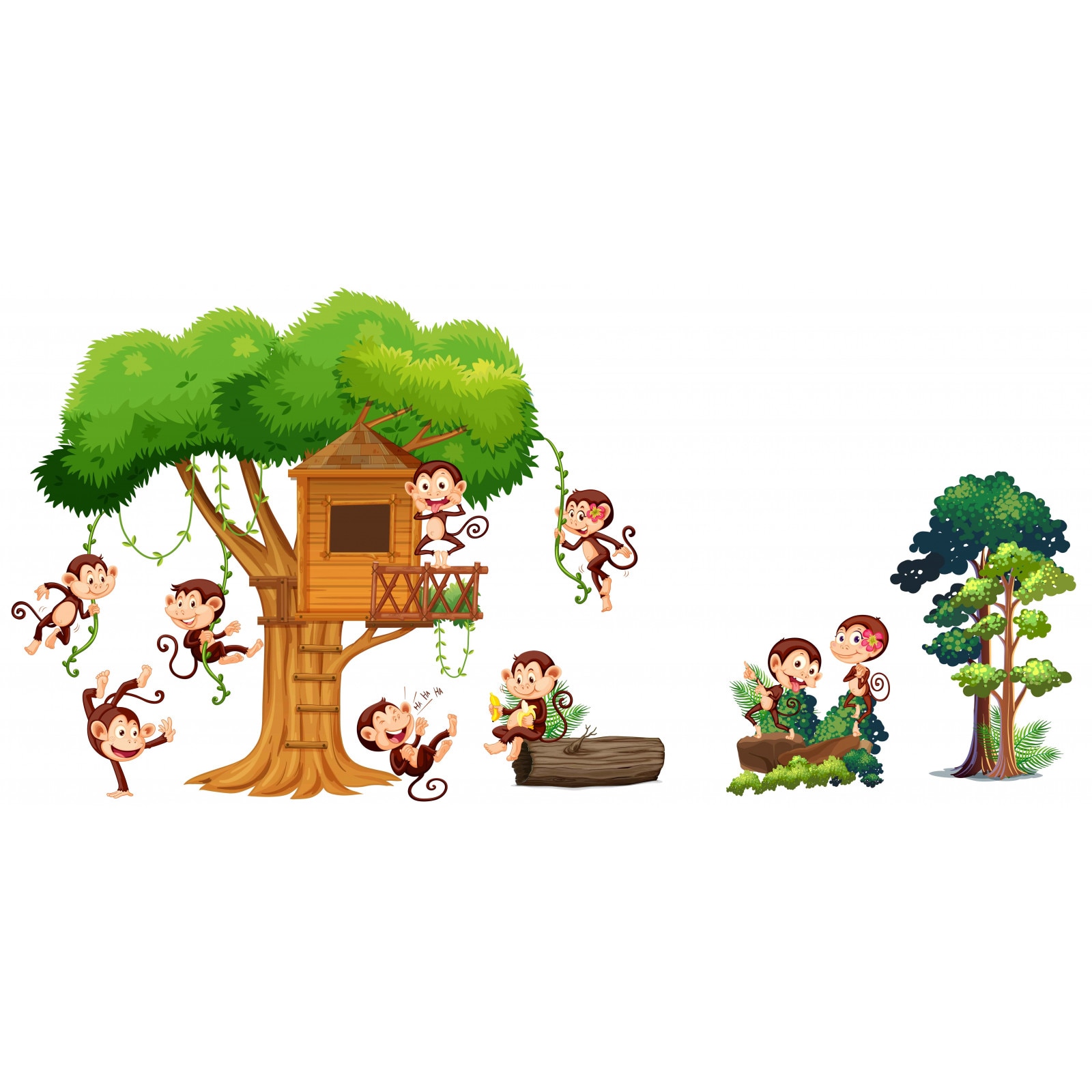 Autocolant camere copii - Casa Maimutelor - 60x90 cm