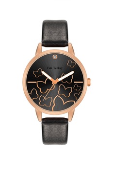 Ceas de dama Butterfly, curea neagra din piele ecologica si cadran cu fluturi, ideal cadou Ceas de dama Butterfly, curea neagra din piele ecologica si cadran cu fluturi, ideal cadou