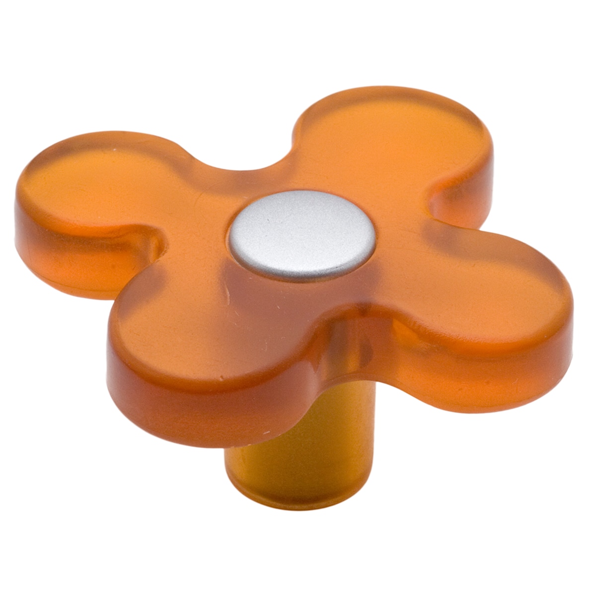 Buton mobilier floare orange-aluminiu