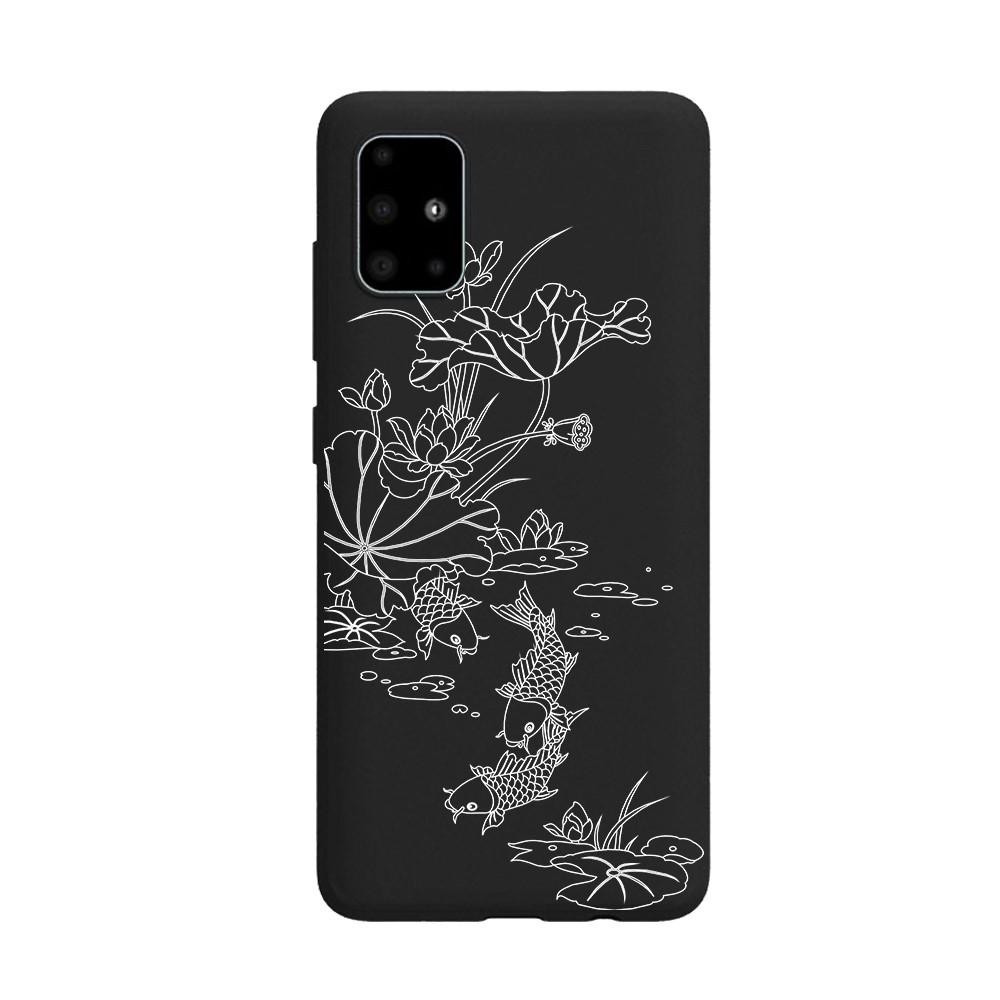 Husa Samsung Galaxy A51 model Koi Fish, Silicon, Antisoc, Viceversa Negru/Alb