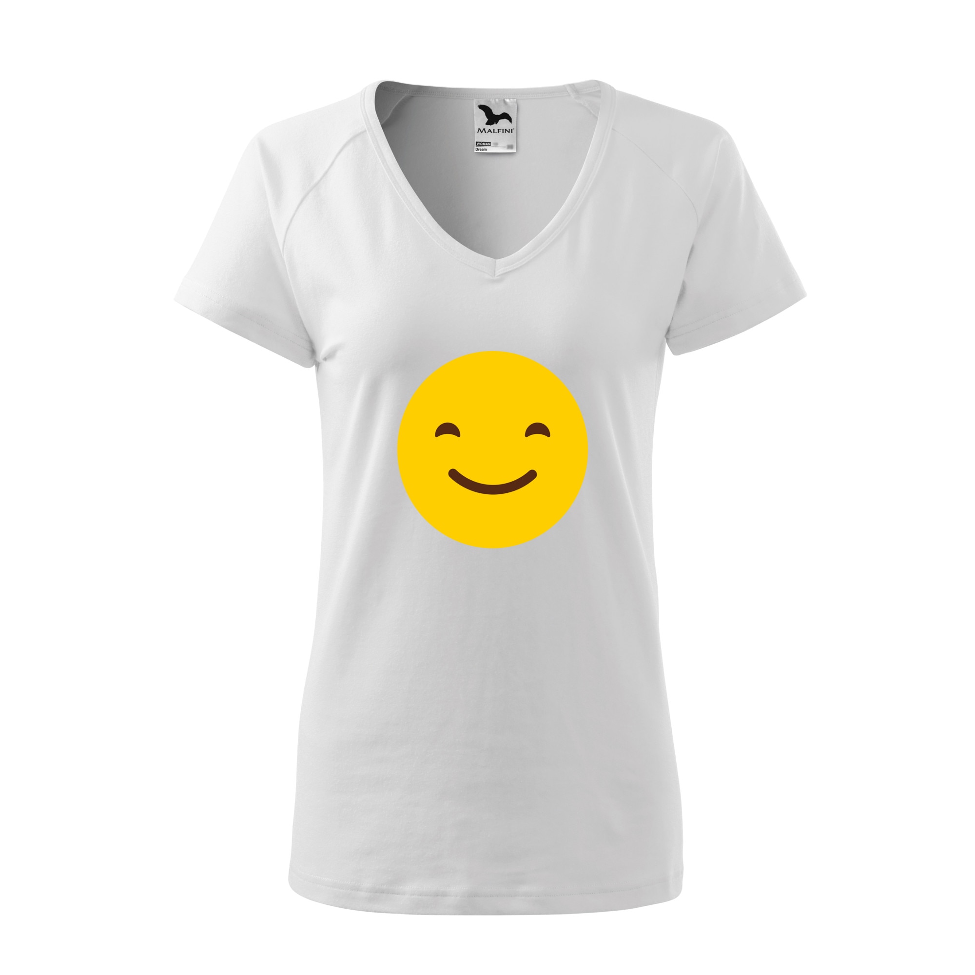 Tricou dama, Malfini, Emoji Smile Mouth Closed, Alb, S