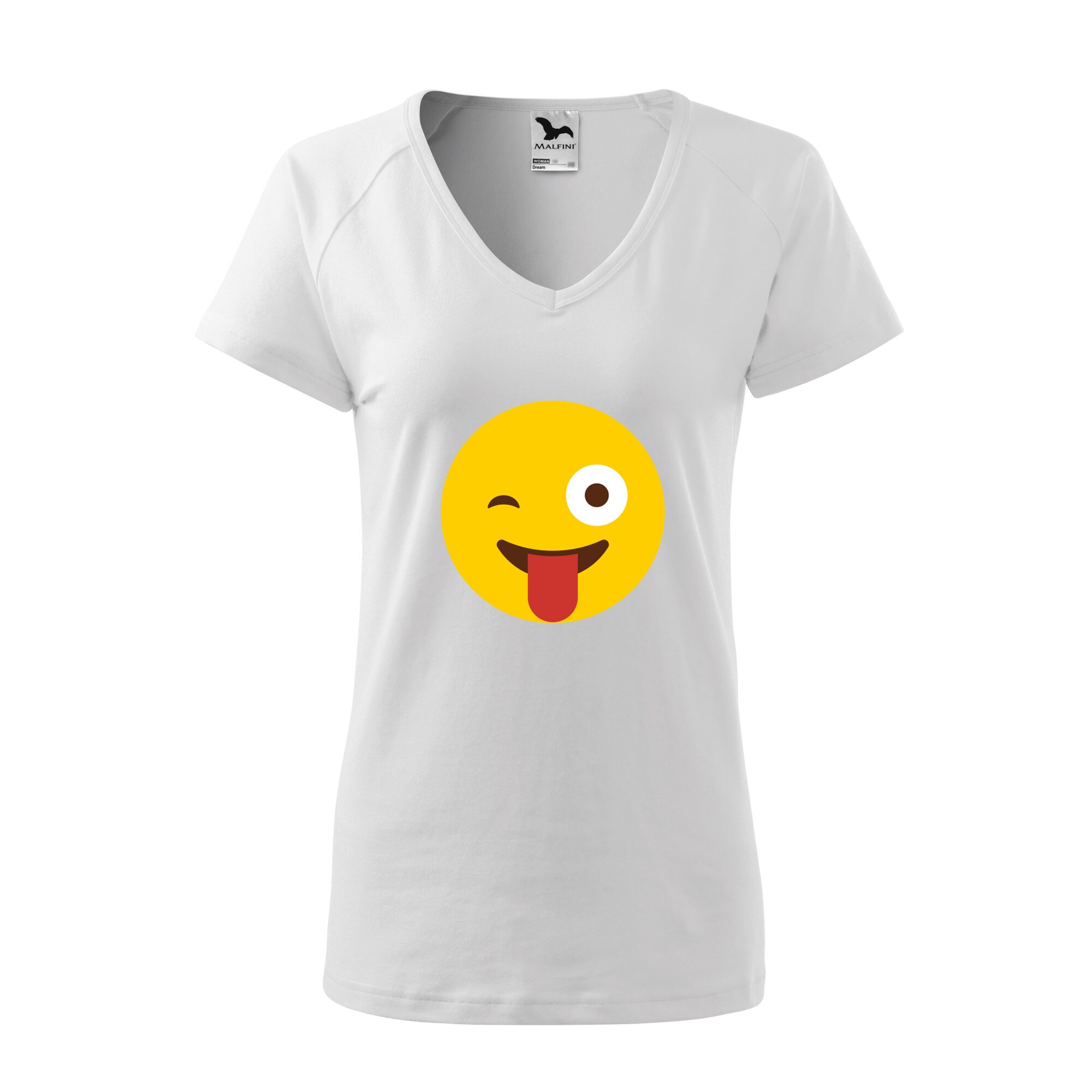 Tricou dama, Malfini, Emoji Tongue Out, Alb, L