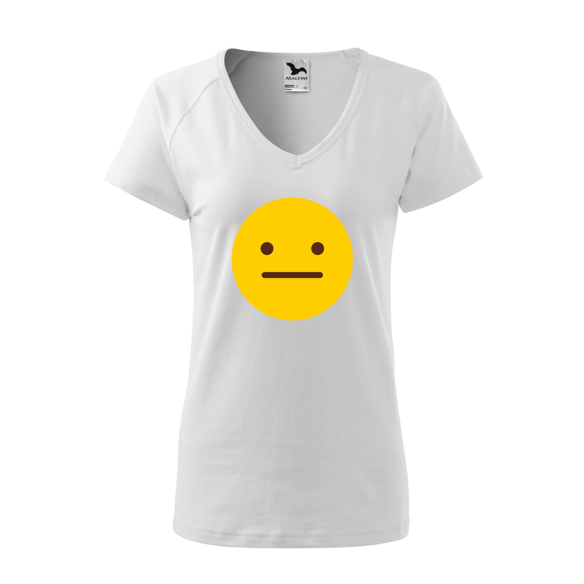 Tricou dama, Malfini, Emoji Poker Face, Alb, L