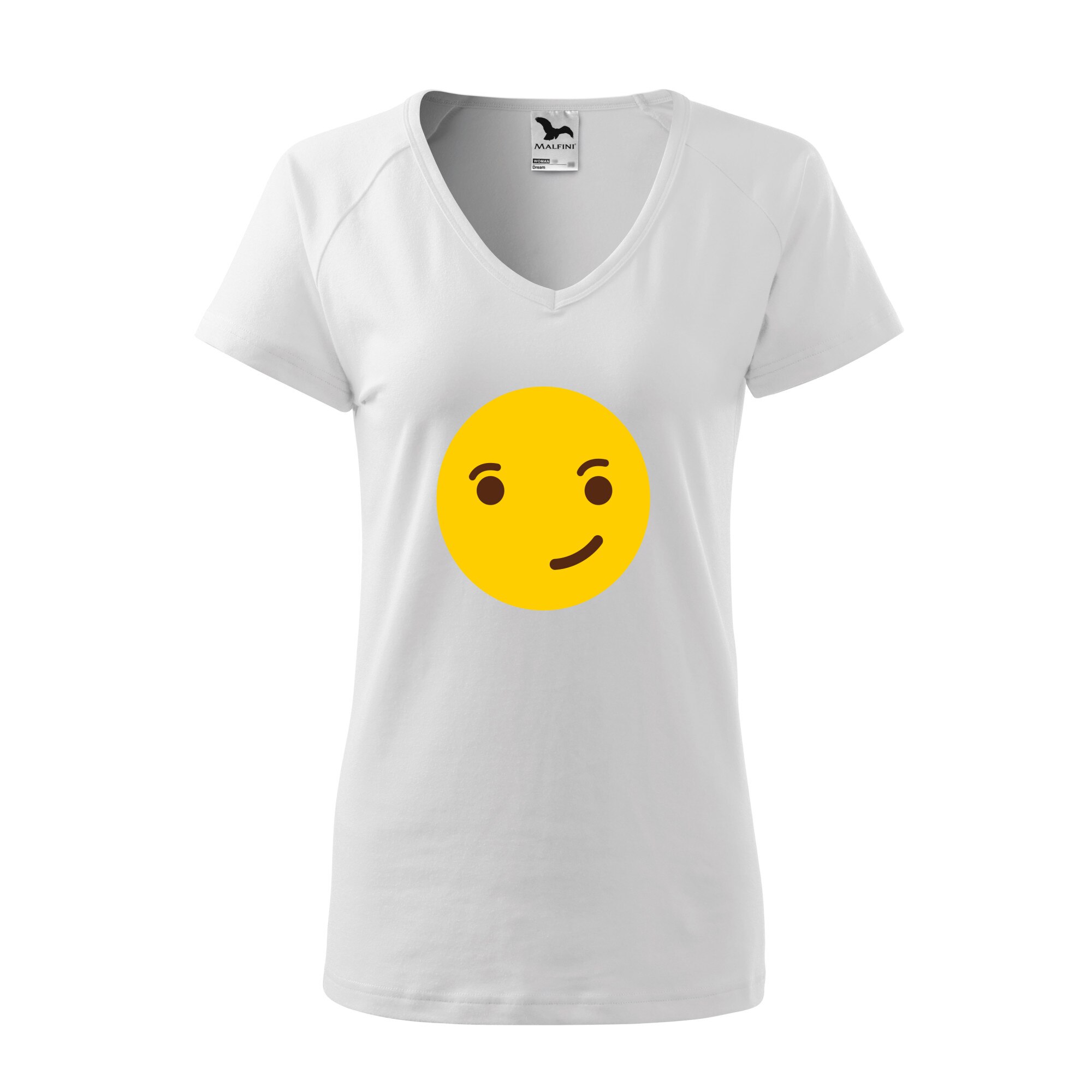 Tricou dama, Malfini, Emoji Smile Mouth Closed On Side, Alb, L