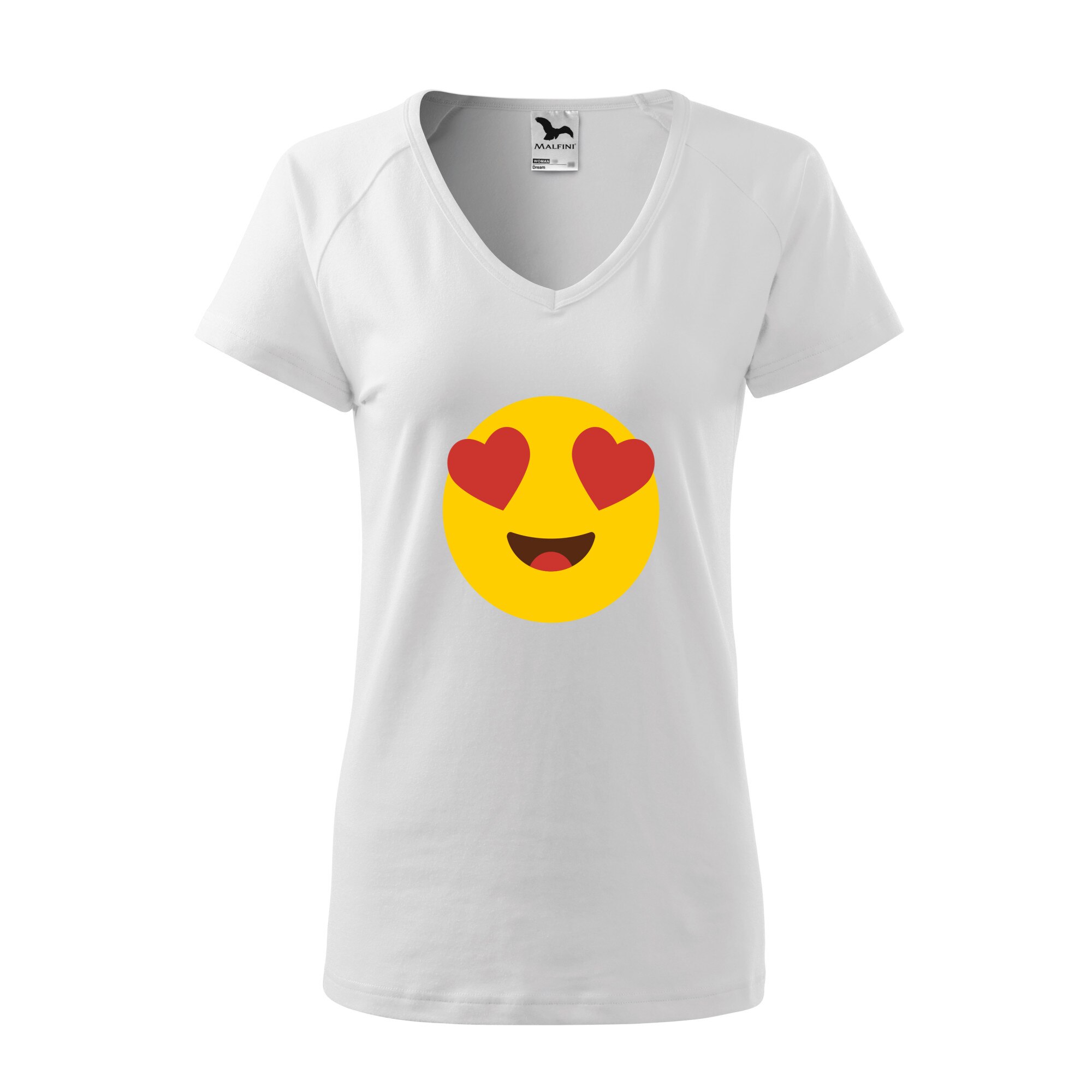 Tricou dama, Malfini, Emoji Heart Eyes Face, Alb, L
