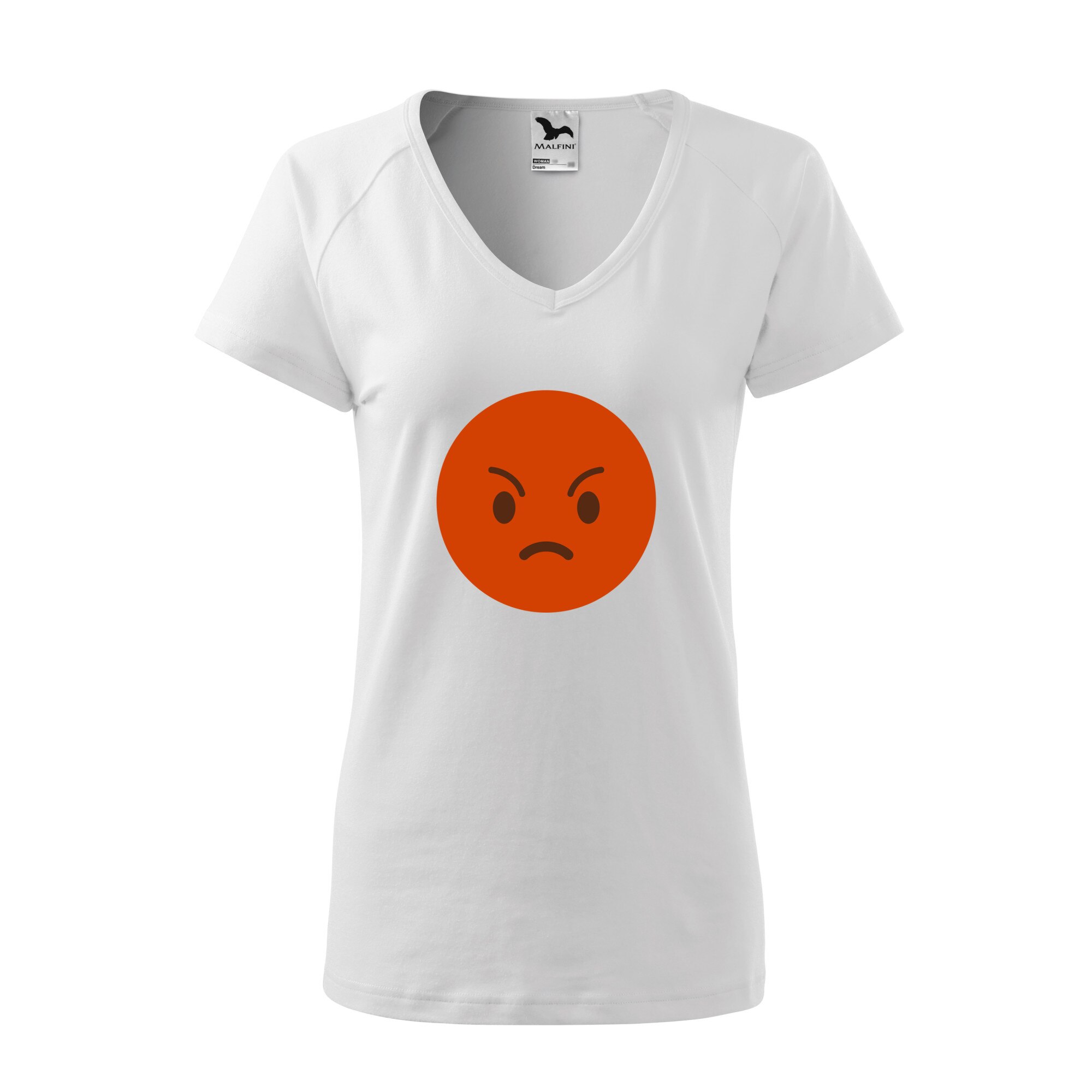 Tricou dama, Malfini, Emoji Angry Face, Alb, L