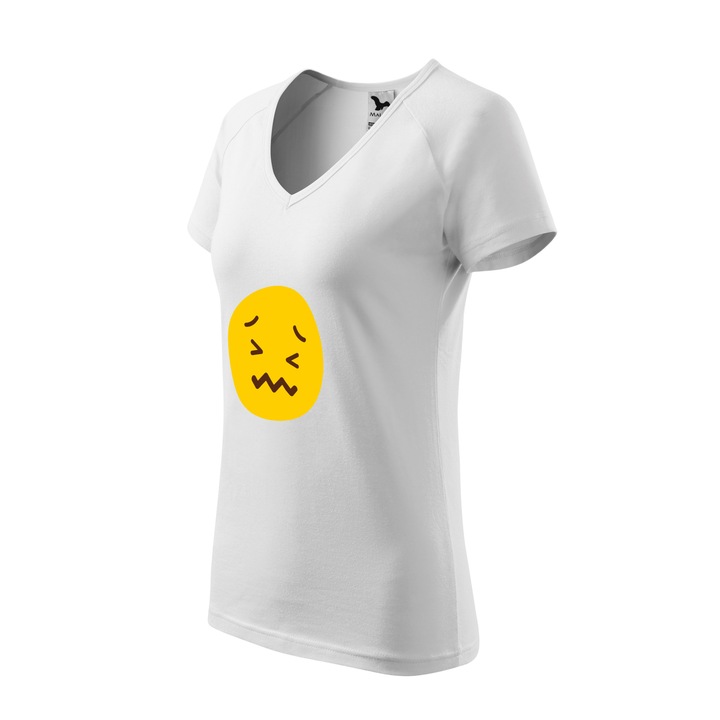 Tricou dama, Malfini, Emoji Not Feeling Good Face, Alb, L