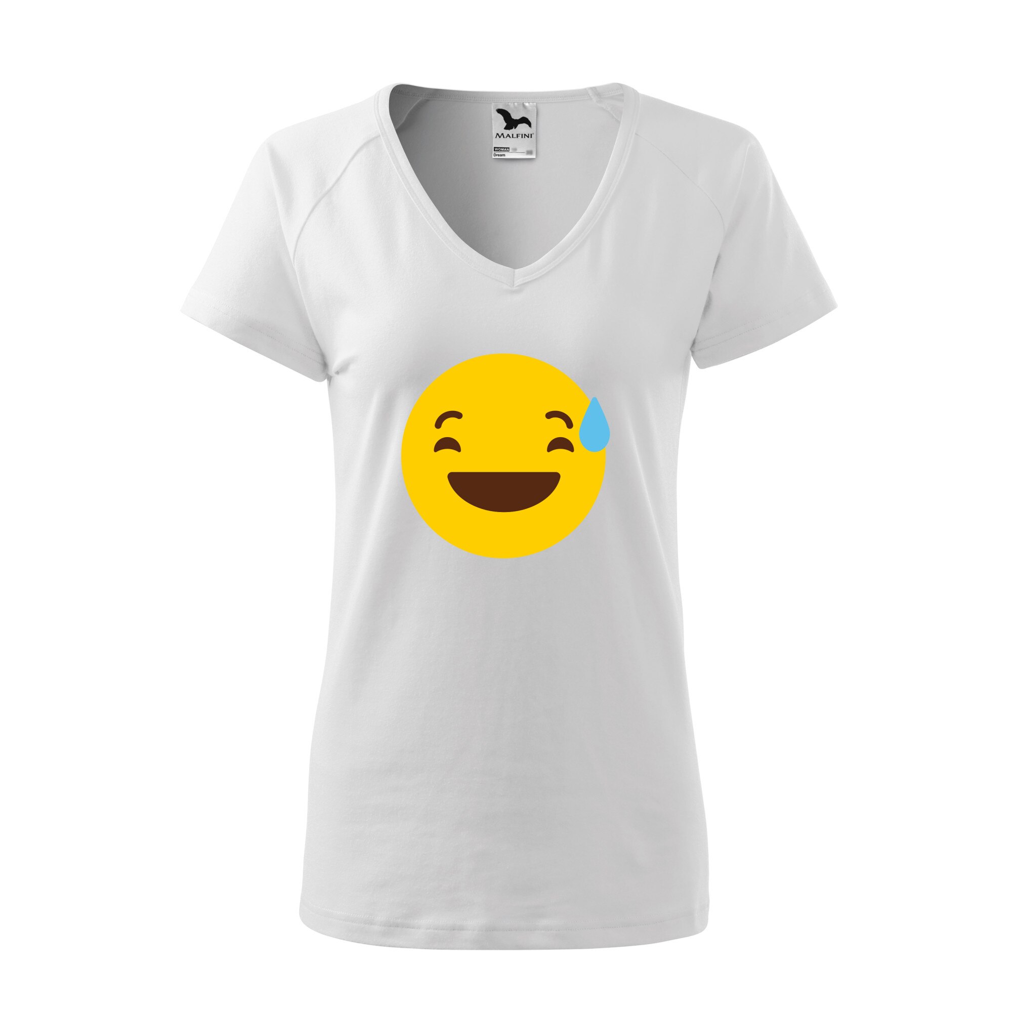 Tricou dama, Malfini, Emoji Feeling Weird Face, Alb, L