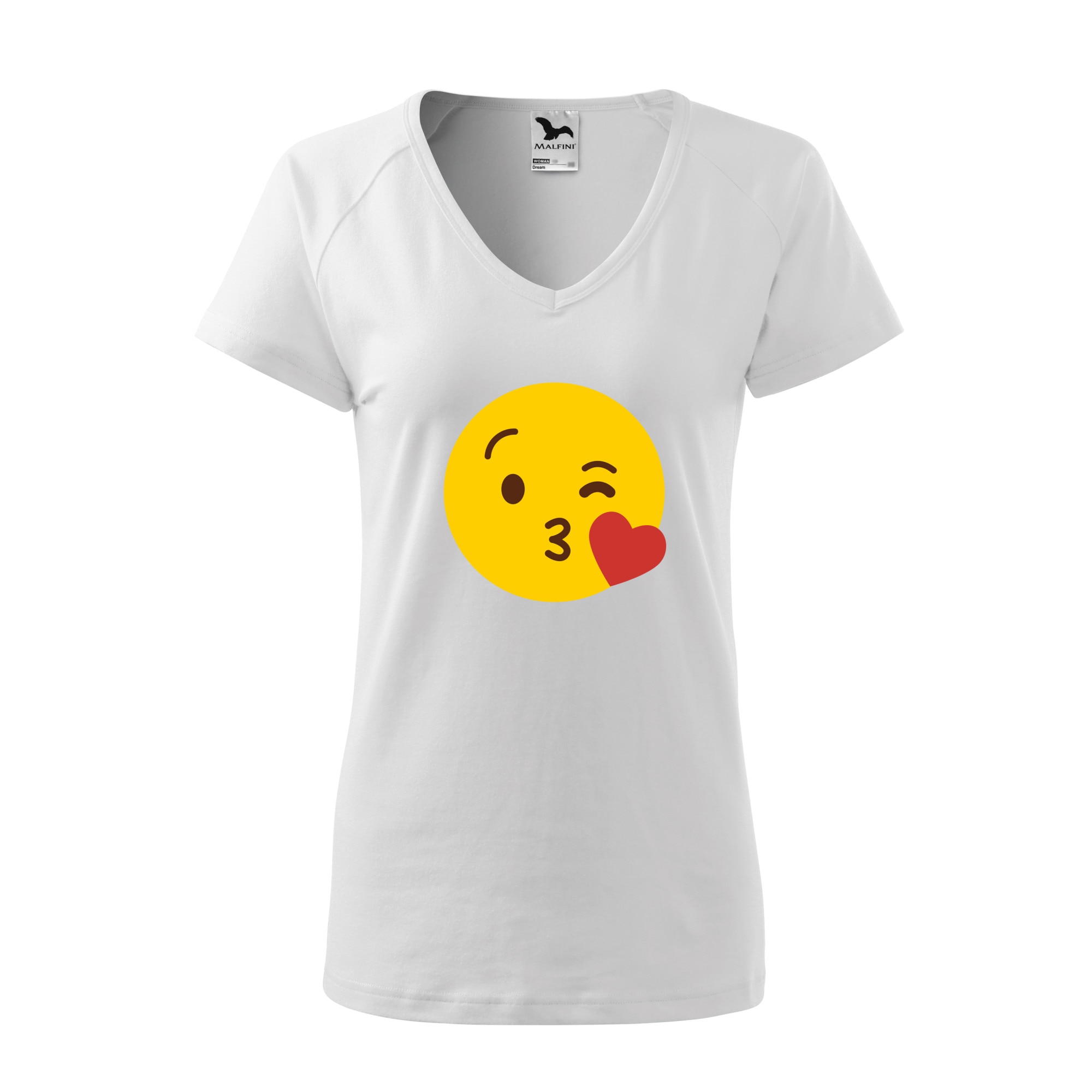 Tricou dama, Malfini, Emoji Kissing Face, Alb, L
