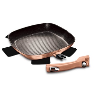 Tigaie grill 28 cm cu maner detasabil Rose Gold Metallic Collection Berlinger Haus BH 1950 Tigaie grill 28 cm cu maner detasabil Rose Gold Metallic Collection Berlinger Haus BH 1950