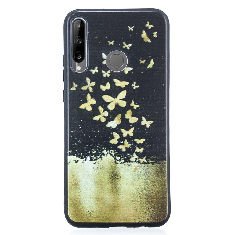 Husa Huawei P40 Lite E model Gold Butterflies, Silicon, Antisoc, Viceversa Negru/Auriu